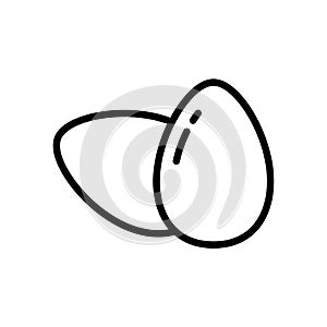 Egg icon. Linear logo of two chicken eggs for packaging design. Black simple illustration of eco, bio farm product, ingredient for photo