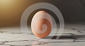 Single Brown Egg on Marble
