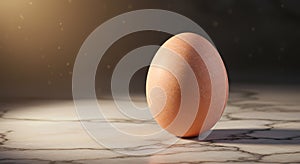 Single Brown Egg on Marble