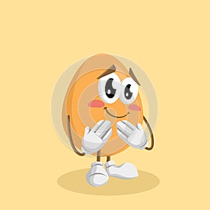 Egg mascot and background ashamed pose