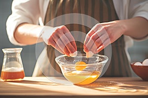 Egg mastery Womans hands separate yolks from whites with precision