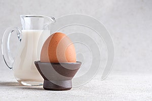 egg and milk on white backgrounds