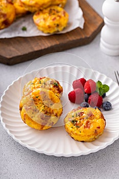 Egg muffins with bacon and cheddar, egg bites for breakfast