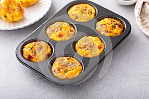 Egg muffins with bacon and cheddar, egg bites for breakfast