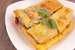 Egg murtabak or martabak Jawa vegetables stuffed pancake