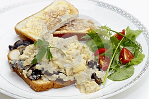 Egg mushroom and salad lunch