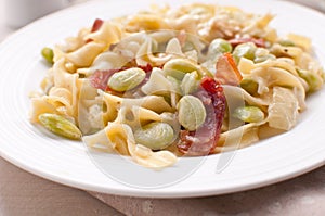 Egg Noodles with lima beans