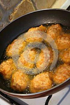 Egg omelets frying