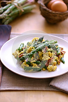 Egg omelette with asparagus photo