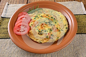 egg omelette with herbs and tomato sausage tasty and healthy food street food carbohydrate bar