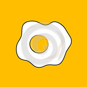 Egg omlet illustration, yellow and white vector icon creative