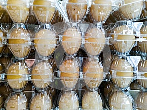 Eggs in clear plastic tray