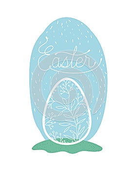 Egg painted easter with hand made font in the field