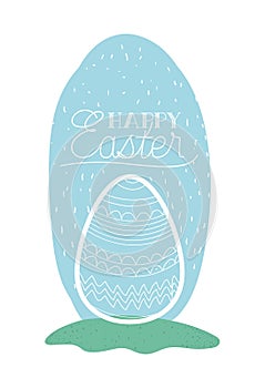 Egg painted easter with hand made font in the field