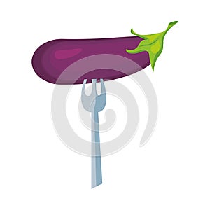 Egg plant healthy vegetable in fork