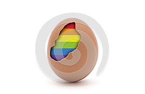 Egg with rainbow colors of LGBT inside