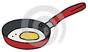 Egg in a red pan