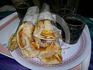 Egg roll Chicken stuffed with cold drinks