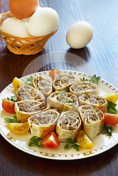Egg rolls with meat