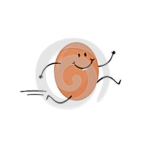 Egg running illustration on white background