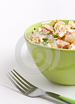 Egg salad in a green bowl