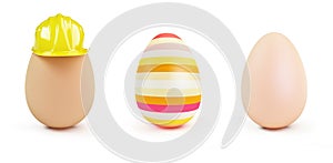 Egg set on a white background 3D illustration
