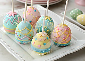 Egg-Shaped Cake Pops Featuring Bright Easter Colors