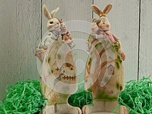 Egg shaped crafty Easter bunnies with baby bunnies