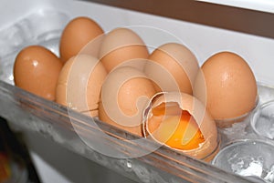 Egg shell crack in refrigerator