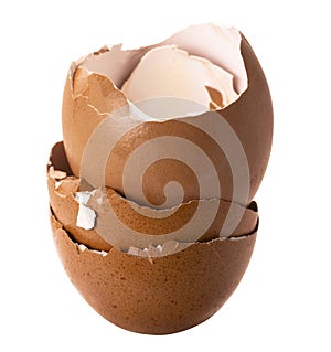 Egg shell cracked, Chicken egg shells isolated on white background with clipping path
