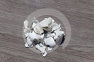 Egg shell on the table.