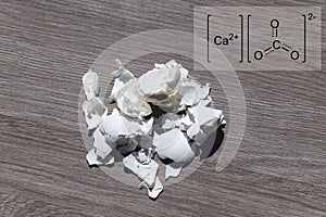 Egg shell on the table.