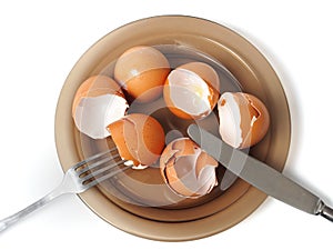 Egg shells on a dish