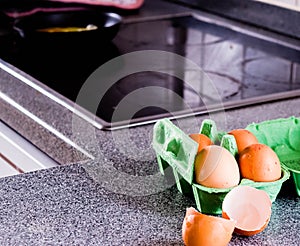 Egg shells on Kitchen Counter top