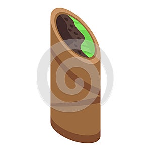Egg spring roll icon isometric vector. Restaurant menu