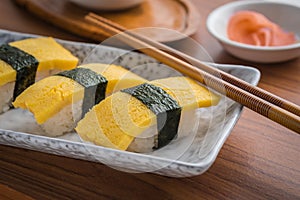 Egg sushi or tamako sushi, Japanese food