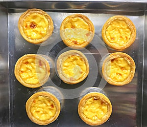 Egg tart in a tray