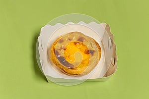 Egg Tart on the white container paper