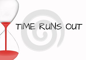 Egg timer with text: Time runs out. White background