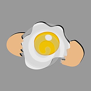 Egg vector illustration, Collection of whole, broken, fried, yolks, eggshells and boiled eggs