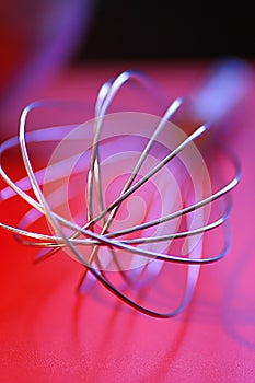 Egg whisk and metal bowl