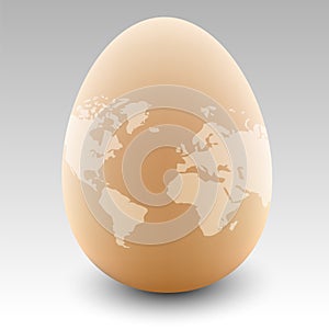 Egg with world map
