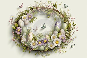 Egg Wreath, Happy Easter Easter decorations, A wreath made of colorful eggs