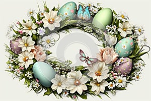 Egg Wreath, Happy Easter Easter decorations, A wreath made of colorful eggs