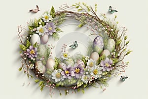 Egg Wreath, Happy Easter Easter decorations, A wreath made of colorful eggs