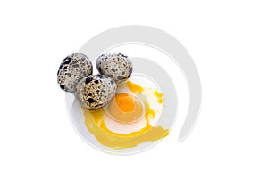 Egg Yold Quail Eggs isolated on white