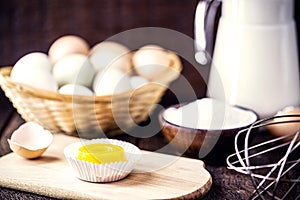 Egg yolk candy with sugar, typical of Brazil and Portugal, called Quindim or Brisa de Liz photo