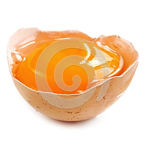 Egg Yolk in Shell over White photo