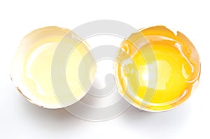 Egg yolk and white separate or divide concept