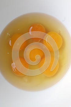 Egg yolks in a bowl. Egg yolks ready for baking.